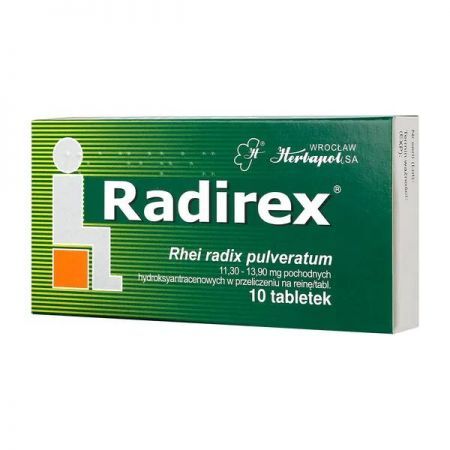 Radirex, tabletki z rzewienia, 10 szt. + Bez recepty | Przewód pokarmowy i trawienie | Zaparcia ++ Herbapol Wrocław