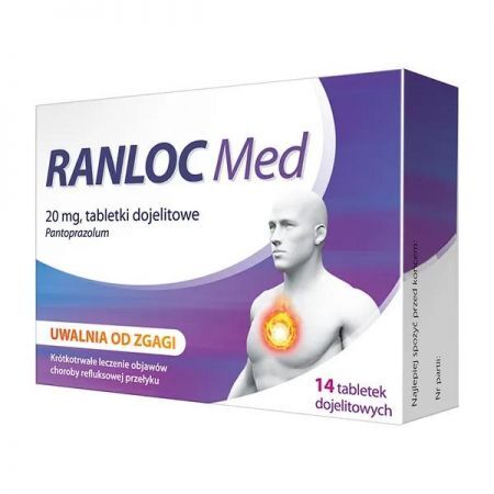 RANLOC MED 20 mg 14 tabletek + Bez recepty | Przewód pokarmowy i trawienie | Nadkwaśność i zgaga ++ Ranbaxy