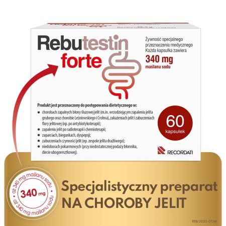 Rebutestin Forte, 340 mg kapsułki, 60 szt. + Bez recepty | Przewód pokarmowy i trawienie | Biegunka ++ Recordati
