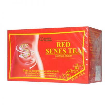 Red Senes Tea (Red-Slim Tea), zioła do zaparzania w saszetkach, 2 g x 30 szt. + Bez recepty | Przewód pokarmowy i trawienie | Zaparcia ++ Elanda