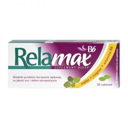 Relamax B6, tabletki powlekane, 30 szt. + Bez recepty | Witaminy i minerały | Magnez i potas ++ Polfa Rzeszów