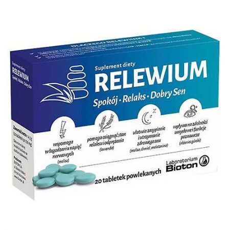 Relewium, tabletki powlekane , 20 szt + Bez recepty | Uspokajające i nasenne | Nerwy i stres ++ Bioton