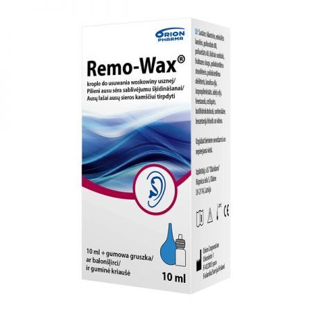 Remo-Wax, krople do usuwania woskowiny usznej, 10 ml + gumowa gruszka + Bez recepty | Uszy | Higiena uszu ++ Orion Corporation