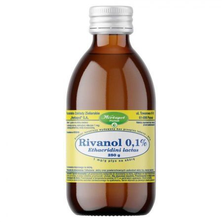Rivanol, roztwór 0.1% do stosowania na skórę, 250 g + Kosmetyki i dermokosmetyki | Problemy skórne | Rany i otarcia | Preparaty odkażające i wspomagające gojenie ++ Prolab