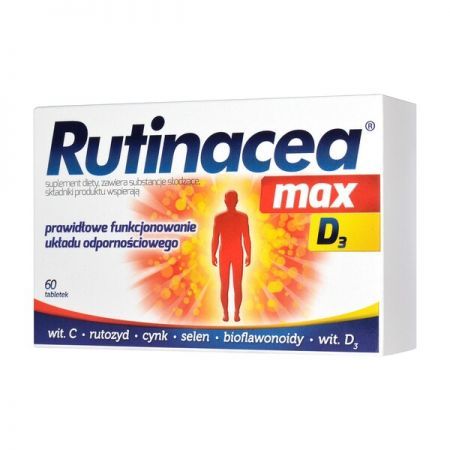 Rutinacea Max D3, tabletki, 60 szt. + Bez recepty | Odporność | Witaminy na odporność ++ Aflofarm
