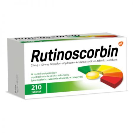 Rutinoscorbin, tabletki powlekane, 210 szt. + Bez recepty | Przeziębienie i grypa | Preparaty wspomagające ++ Glaxosmithkline