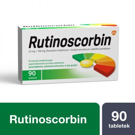 Rutinoscorbin, tabletki powlekane, 90 szt. + Bez recepty | Przeziębienie i grypa | Preparaty wspomagające ++ Glaxosmithkline