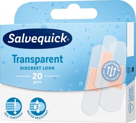 Salvequick Transparent Discreet Look, plastry transparentne mix, 20 szt. + Sprzęt i wyroby medyczne | Materiały opatrunkowe | Plastry ++ Cederroth