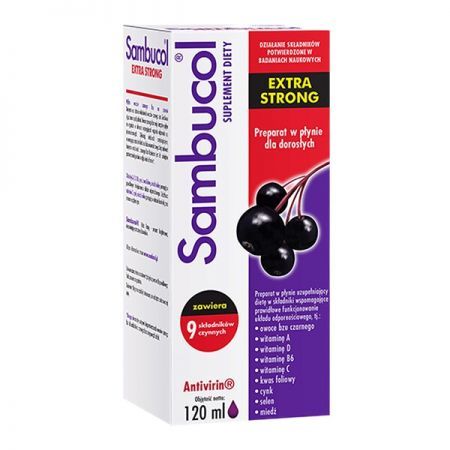Sambucol Extra Strong, płyn, 120 ml + Bez recepty | Odporność | Witaminy na odporność ++ Adamed
