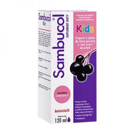 Sambucol Kids, płyn, 120 ml + Bez recepty | Przeziębienie i grypa | Preparaty wspomagające ++ Adamed