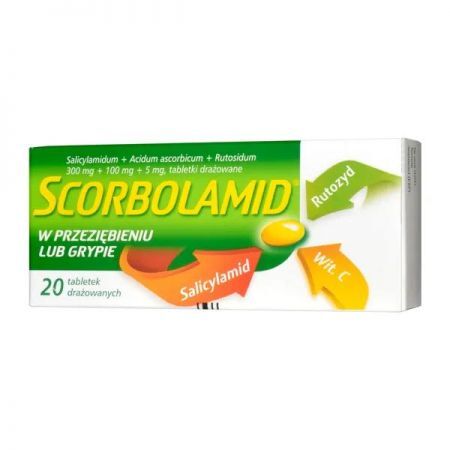 Scorbolamid, tabletki drażowane, 20 szt + Bez recepty | Przeziębienie i grypa | Preparaty wspomagające ++ Polpharma