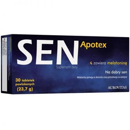 Sen Apotex, tabletki powlekane, 30 szt + Bez recepty | Uspokajające i nasenne | Spokojny sen ++ Aurovitas Pharma
