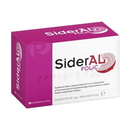 Sideral Folic, proszek do bezpośredniego rozpuszczenia w ustach, 20 sasz. + Bez recepty | Anemia ++ Pharmapoint