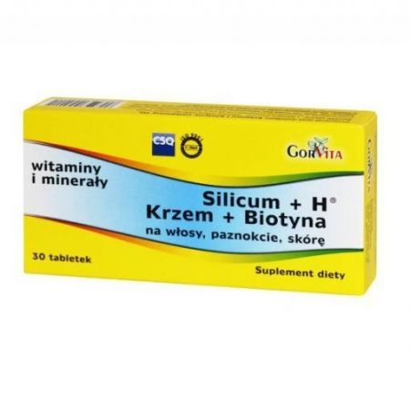 Silicum + H Krzem, tabletki, 30 szt. + Bez recepty | Skóra, włosy i paznokcie ++ Gorvita