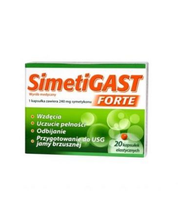 Simetigast Forte, kapsułki, 20 szt + Bez recepty | Przewód pokarmowy i trawienie | Wzdęcia ++ Polpharma