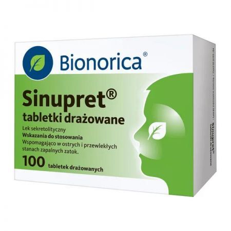Sinupret, tabletki drażowane, 100 szt. + Bez recepty | Przeziębienie i grypa | Katar i zapalenie zatok ++ Bionorica