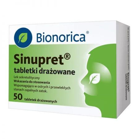 Sinupret, tabletki drażowane, 50 szt. + Bez recepty | Przeziębienie i grypa | Katar i zapalenie zatok ++ Bionorica