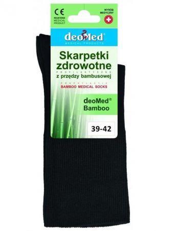 Skarpety bambusowe czarne, DEOMED BAMBOO rozm. 39-42, 1 para + Kosmetyki i dermokosmetyki | Pielęgnacja | Dłonie, stopy i nogi ++ JJW