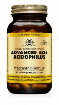 SOLGAR Advanced 40+ Acidophilus, 60 kapsułek + Bez recepty | Przewód pokarmowy i trawienie | Probiotyki ++ Solgar