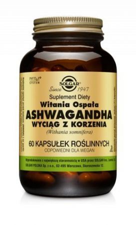 SOLGAR Ashwagandha - wyciąg z korzenia ,60 kapsułek + Bez recepty | Uspokajające i nasenne | Nerwy i stres ++ Solgar