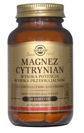 SOLGAR Magnez Cytrynian, tabletki, 60 szt. + Bez recepty | Witaminy i minerały | Magnez i potas ++ Solgar