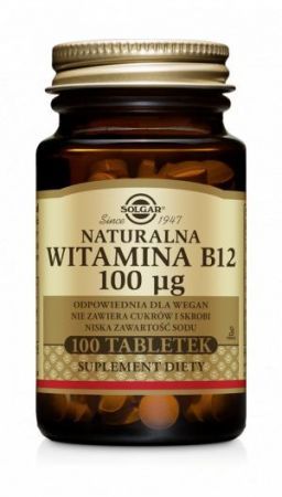 SOLGAR Naturalna Witamina B12 -100 tabletek + Bez recepty | Witaminy i minerały | Witaminy z grupy B ++ Solgar