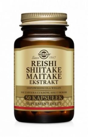 SOLGAR, Reishi Shiitake Maitake ekstrakt, 50 kapsułek + Bez recepty | Serce i krążenie | Cholesterol ++ Solgar