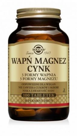 SOLGAR, Wapń Magnez + Cynk, 100 tabletek + Bez recepty | Witaminy i minerały ++ Solgar Polska