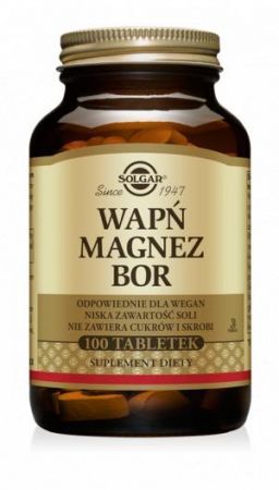 SOLGAR Wapń Magnez plus Bor - 100 tabletek + Bez recepty | Witaminy i minerały | Wapń ++ Solgar