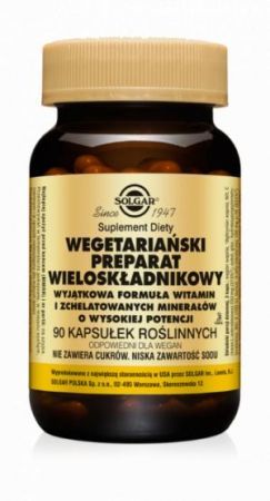 SOLGAR, Wegetariański Preparat Wieloskładnikowy, 90 kapsułek + Bez recepty | Witaminy i minerały | Multiwitaminy ++ Solgar Polska