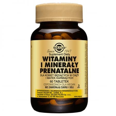 Solgar Witaminy i Mineraly Prenatalne, tabletki, 60 szt + Bez recepty | Witaminy i minerały | W ciąży i podczas karmienia ++ Solgar
