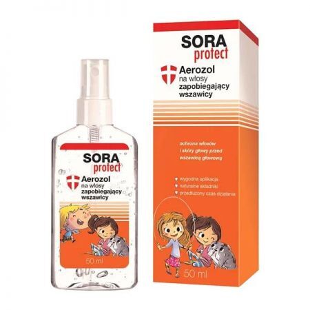 Sora Protect, aerozol na włosy zapobiegający wszawicy, 50 ml + Kosmetyki i dermokosmetyki | Problemy skórne | Wszawica ++ Scan-Anida