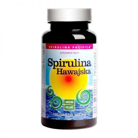 Spirulina Hawajska, 500 mg tabletki, 100 szt + Bez recepty | Odchudzanie i oczyszczanie organizmu | Redukcja apetytu ++ Ginseng Poland