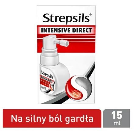 Strepsils Intensive Direct, aerozol do stosowania w jamie ustnej, 15 ml + Bez recepty | Przeciwbólowe | Ból gardła ++ Reckitt Benckiser