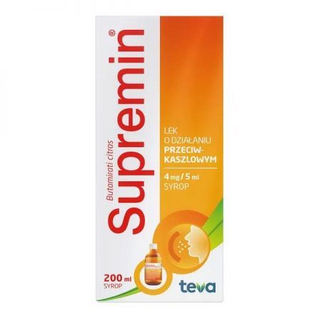Supremin, syrop (4 mg / 5 ml), 200 ml + Bez recepty | Przeziębienie i grypa | Kaszel ++ Teva