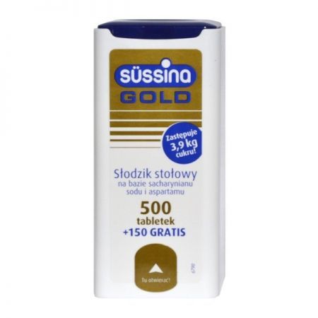 Sussina Gold, słodzik, tabletki, 500 szt. + 150 szt. GRATIS + Bez recepty | Cukrzyca | Słodziki ++ Instantina