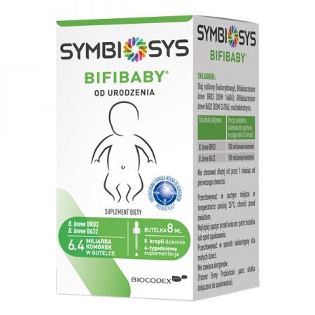 Symbiosys Bifibaby, krople od urodzenia, 8 ml + Bez recepty | Przewód pokarmowy i trawienie | Probiotyki ++ Biocodex