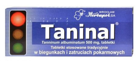 Taninal, 500 mg tabletki, 20 szt. + Bez recepty | Przewód pokarmowy i trawienie | Biegunka ++ Herbapol Wrocław