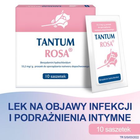 Tantum Rosa, 500 mg proszek do sporządzenia roztworu, 10 saszetek + Bez recepty | Zdrowie intymne | Infekcje i podrażnienia ++ Angelini