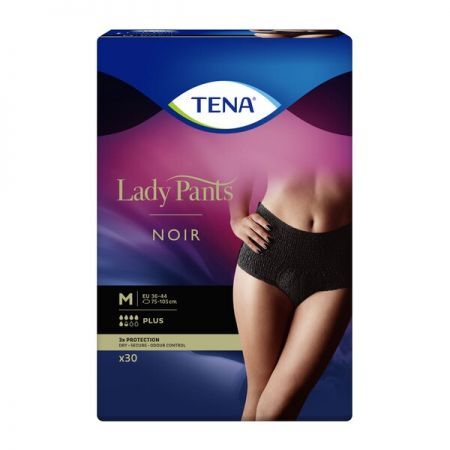 TENA Lady Pants Plus Noir, majtki chłonne rozmiar M Medium, 30 szt. + Bez recepty | Drogi moczowe | Nietrzymanie moczu ++ Essity