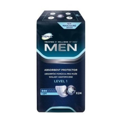 TENA Men Light, wkłady anatomiczne, 24 szt. (level 1) + Bez recepty | Drogi moczowe | Nietrzymanie moczu ++ Sca Hygiene Products