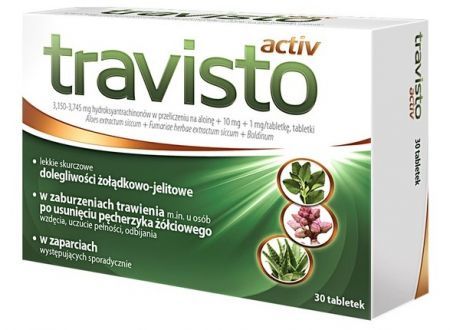 Travisto activ, tabletki, 30 szt. + Bez recepty | Przewód pokarmowy i trawienie | Niestrawność ++ Aflofarm