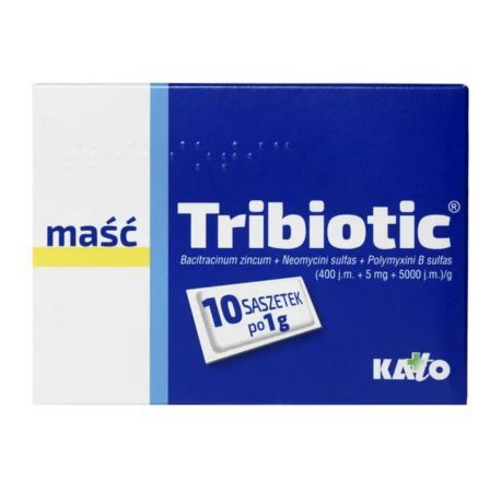 Tribiotic, maść, 1 g x 10 saszetek + Kosmetyki i dermokosmetyki | Problemy skórne | Rany i otarcia | Preparaty odkażające i wspomagające gojenie ++ Kato Labs