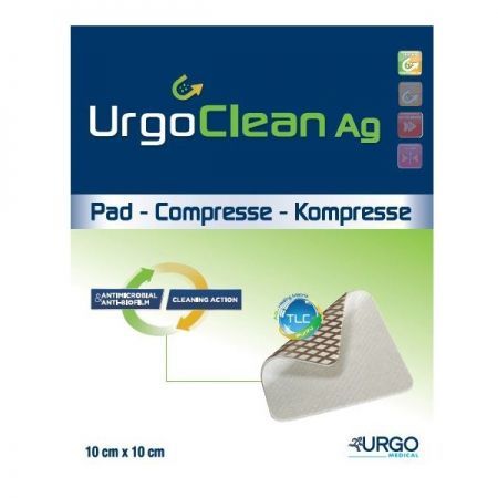 UrgoClean AG, opatrunek ze srebrem 10 cm x 10 cm, 1 sztuka + Sprzęt i wyroby medyczne | Materiały opatrunkowe | Opatrunki specjalistyczne