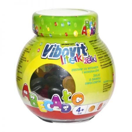 Vibovit Literki, żelki z witaminami smak owocowy, 50 szt. + Bez recepty | Witaminy i minerały | Dla dzieci ++ Teva