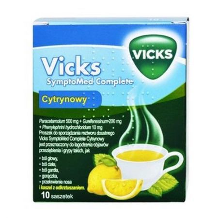 Vicks AntiGrip Complex (SymptoMed Cytryna), proszek, 10 saszetek + Bez recepty | Przeziębienie i grypa | Preparaty wieloskładnikowe ++ Wick Pharma
