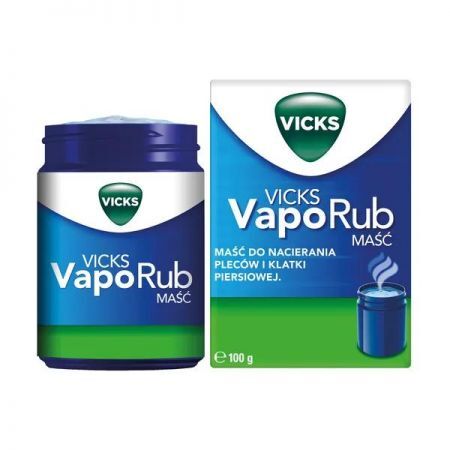 Vicks VapoRub, maść, 100 g + Bez recepty | Przeziębienie i grypa | Katar i zapalenie zatok ++ Wick Pharma