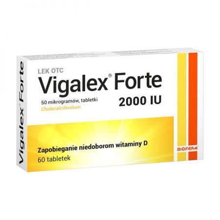 Vigalex Forte, 2000 IU tabletki, 60 szt. + Bez recepty | Witaminy i minerały | Witamina D ++ Biofarm