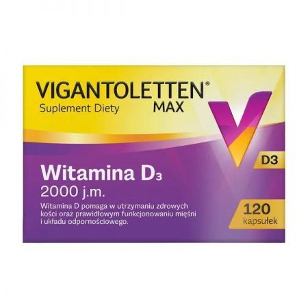 Vigantoletten Max 2000, kapsułki,120 szt + Bez recepty | Witaminy i minerały | Witamina D ++ Merck