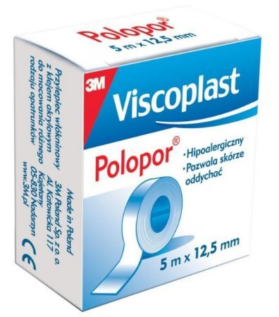 Viscoplast Polopor, plaster hipoalergiczny, 5 m x 12,5 mm, 1 szt. + Sprzęt i wyroby medyczne | Materiały opatrunkowe | Plastry ++ 3M
